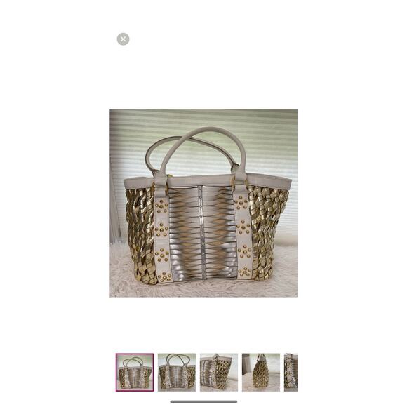 Metallic Woven Leather Bag by Beverly Feldman - Picture 1 of 10